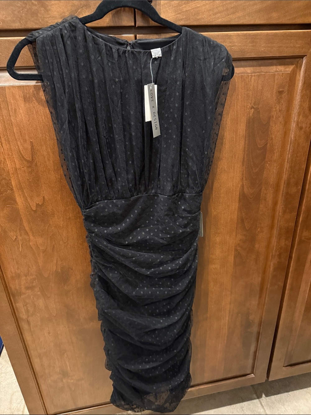 Love By Design Black Sheath Dress with Ruched Overlay